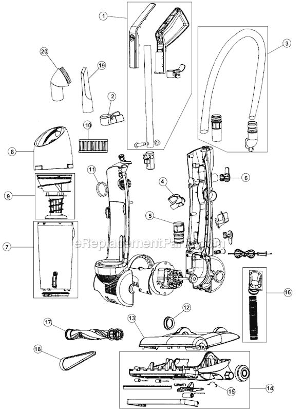 Page A Diagram and Parts List for M084507  Dirt Devil Upright Vacuum